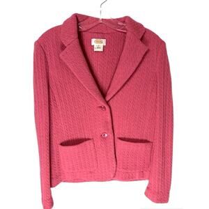 Vintage Talbots pink cable knit wool blazer. Size S